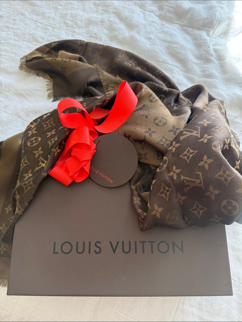 Louis Vuitton Brown and Tan Monogram Shawl - Picture 3 of 8